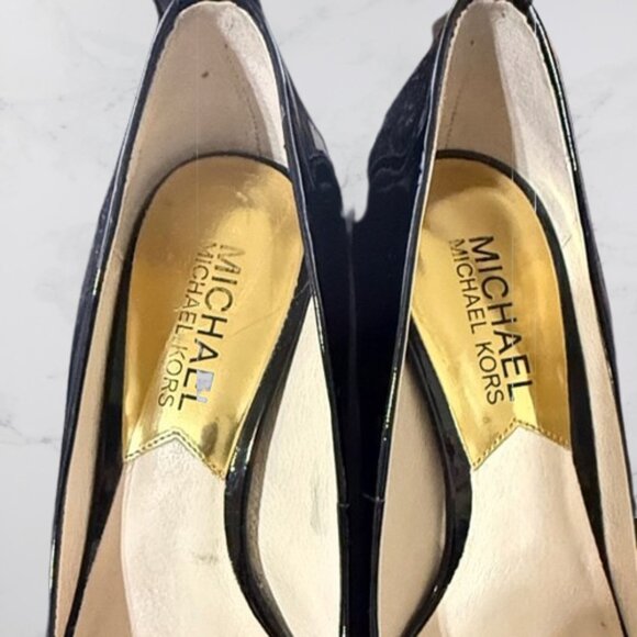 Michael Kors Cynthia Black Patent Leather High Heels Pump Size 4.5 - Picture 6 of 10